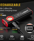 E1 1200 Lumen Dual Light Flashlight With Magnetic Flat EDC Design, USB-C charging, red and green status lights, and MINI LIGHT branding