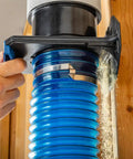 Close-up of Ready-Mount Blast Gate for 2.5 Inch Dust Collection, Clog-Free and Self-Cleaning, in use in woodworking setup