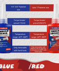 Bondtech Thread Locker blue medium-strength and red high-strength bottles, two 50ml bottles
