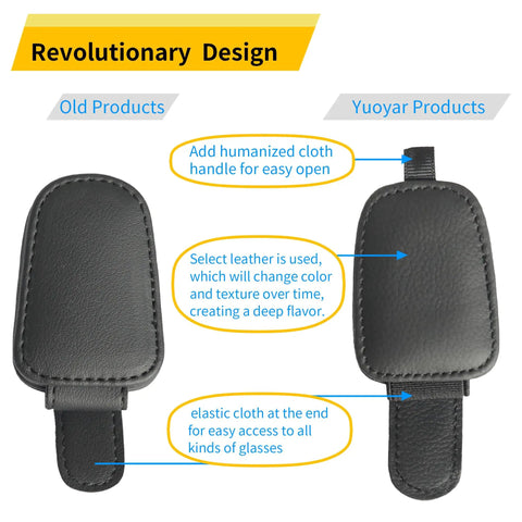 Close-up view of Slick Magnetic Leather Sunglasses Holder For Car Visor Clip With Heavy Duty Snap, showing texture and design details.