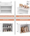 10 Tier Shoe Storage Cabinet With Door, Narrow Portable Organizer Rack For 20 Pairs, White Plastic Shoe Shelving showcasing adjustable shelves and boot storage capabilities