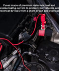 Sweet Ride Essentials 10 Piece Atc Ato Inline Fuse Cable Kit With 18 Awg Wiring Harness And 70 Spare Blade Fuses installation in engine compartment.