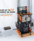 Indoor Fishing Rod Storage Cart For 12 Combos With A 3 Tier Tackle Rack And Peg Wall Built In Line Spooler Mobile Tackle Storage Cart With Locking Wheels Ultimate Gear Organizer For Home Garage Or Boat Shed