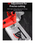 Top Shelf Mini Table Saw And Profile Cutting Machine Delivering Beast Mode Precision From Zero To Forty Five Degrees, showing 45 degree adjustment for precise cuts.