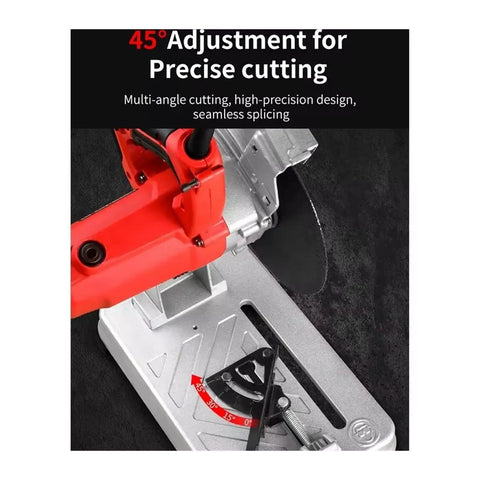 Top Shelf Mini Table Saw And Profile Cutting Machine Delivering Beast Mode Precision From Zero To Forty Five Degrees, showing 45 degree adjustment for precise cuts.