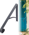 Industrial Grade Wall Mount Handrails For Outdoor Steps And Decks Featuring Wrought Iron Safety Rails With Curved Grips, gray steel detail.