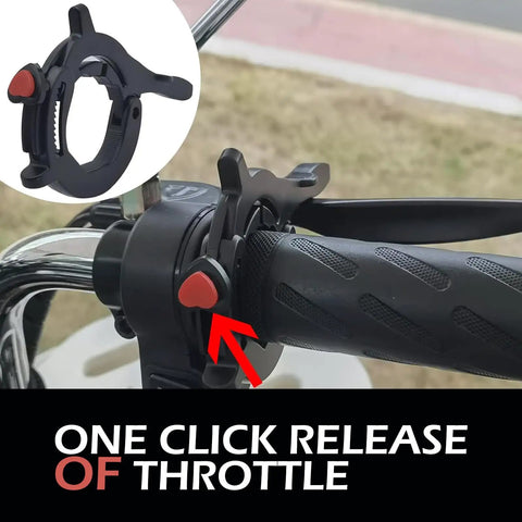 Universal Motorcycle Cruise Control With Throttle Lock And One Button Release mounted on motorcycle handlebar