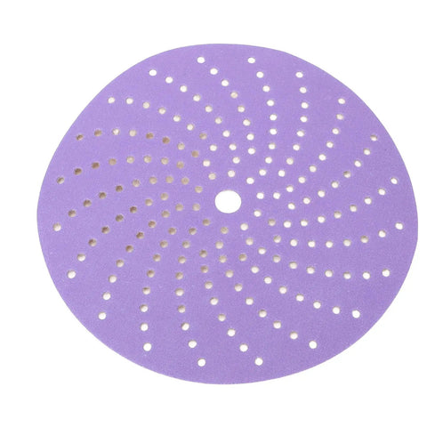 Kick-Ass 6 Inch Ceramic Sanding Discs With Fast Cutting Power And Dust Free Design for woodworking projects, purple sanding disc, hook and loop.