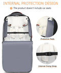 MCBD car seat travel bag with wheels, padded black and gray case with reflective strips for airplane gate check.