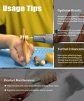 Hand holding leather disc while using Top Shelf Leather Burnishing Bits For Rotary Tools Heavy Duty Edge Finishing Kit.