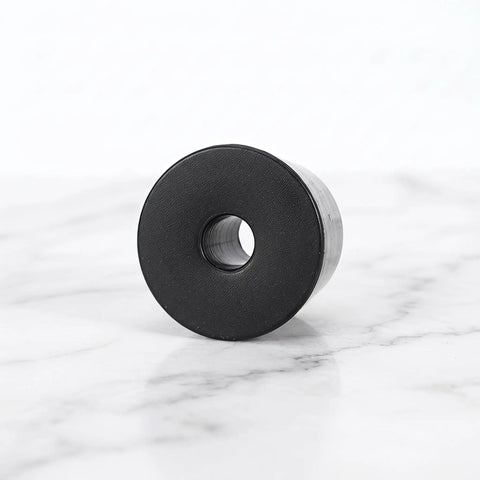 Side view of a black rubber door stop from Set Of 10 Black Rubber Door Stops With Stable Wall Mount And Anti Slip Pads For Noiseless Quiet Shock Absorbing Door Buffers Ideal For Office Partitions And Hotel Rooms With Silent Operation And Durable As Heck Build.
