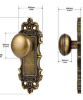Side and front view of Bronze Interior Dummy Door Knobs, 2 Pack - Antique Bronze Door Handles, Vintage Brass Pulls For Pantry And Hallway, Classic Baroque Inspired Design, Easy Install, Left Or Right Hand Fit