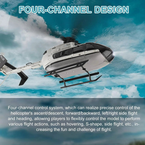 Brushless RC Helicopter With 6 Axis Gyro And Altitude Hold, One Key Takeoff Landing, 2.4GHz Flybarless 4 Channel Remote in flight