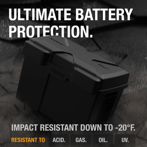 Snap Top Battery Containment Case For Group 27 12 Volt Cells Road Ready Design, impact resistant design, moisture sealed.