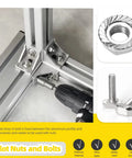 Installation of 40 Series M8 T-Slot Drop-In Bolts Set on Aluminum Extrusion with Hammer Head and Flange Nuts