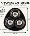 Twelve Pieces Self Adhesive Mini Casters And Swivel Ball Wheels That Roll Smooth As Butter for countertop appliances, compact design, 1.46 in size