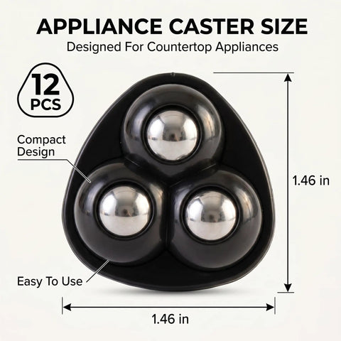 Twelve Pieces Self Adhesive Mini Casters And Swivel Ball Wheels That Roll Smooth As Butter for countertop appliances, compact design, 1.46 in size