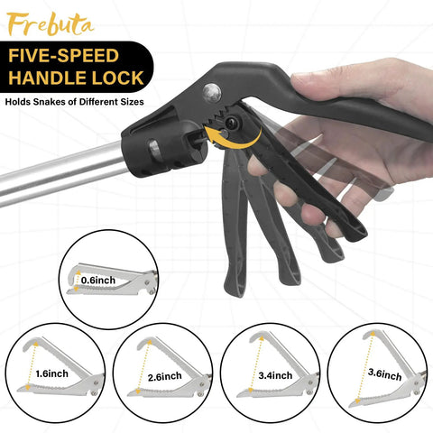 55 Inch Snake Grabber Tool With Long Reach Heavy Duty Folding Snake Tongs Wide Jaw Handling Tool For Rattlesnakes Pro Grade Stainless Steel Tube Safe Distance Catcher Black Yellow
