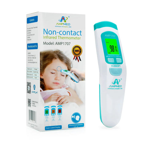 Non Contact Infrared Forehead Thermometer Medical Grade For Quick One Second Readings Ideal For Adults Kids And Babies Hospital Quality No Touch Fever Check White Finish box and thermometer
