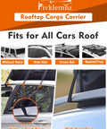 Rooftop Cargo Carrier Bag 30 Cubic Waterproof For All Vehicle Roofs, shown with and without roof rack installation.