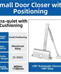 Heavy Duty Door Closer With Adjustable Speed And Quiet Soft Closing Hydraulic Buffer For Residential Doors Aluminum Alloy Silver