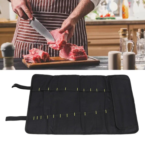 20 Slot Chef Knife Roll Bag Pro Grade Multifunctional Portable Cutlery Organizer Canvas Storage Case for kitchen and travel