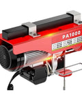 Heavy Duty Portable Electric Hoist Winch With 1100 Lb Lift Capacity For Home Garage And Workshop Use, red compact design side view