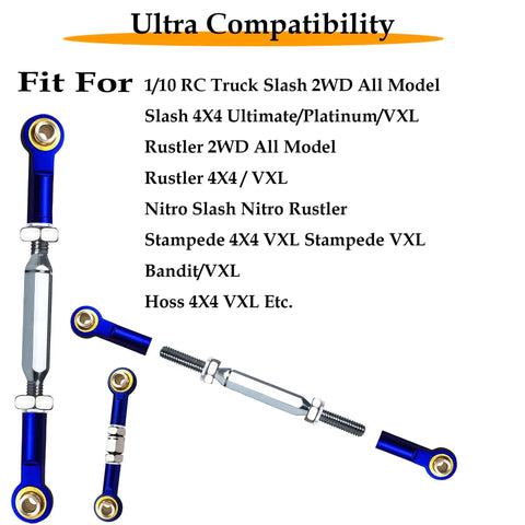 Stainless Steel Adjustable Turnbuckles And Camber Link Set For One Tenth Traxxas Slash 4x4 RC Cars Blue Hop Up Upgrade Kit