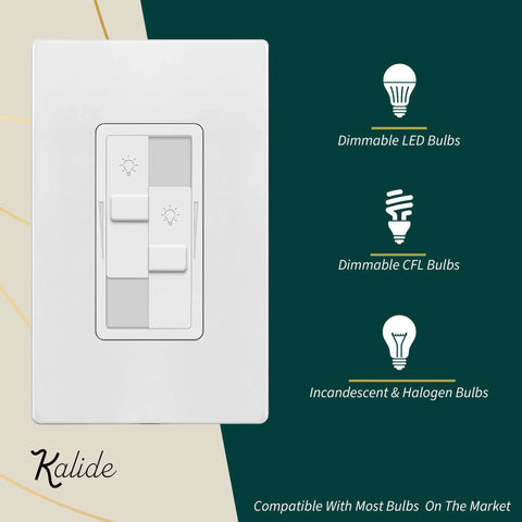 Dual Load Dimmer Switch For Two Lights With Independent One Pole Dimming No Neutral Required Double LED Control UL Listed