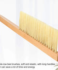 Three Piece Bee Brush With Wooden Handle For Beehives Pro Grade Lightweight 15 Inch Bristle Tool Set shown at an angle