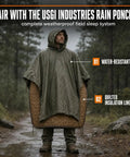 Woobie Blanket Insulated Water Resistant Poncho Liner, hooded in nature, showcasing quilted liner and water-resistant shell.