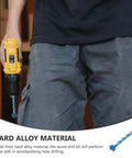 ABOOFAN woodworking hole opener drill bit, hard alloy extended threaded 25x125mm, held in a yellow cordless drill