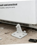 Rock Solid Metal Refrigerator Lower Hinge Assembly Two Piece Set For Freezer And Cooler Doors, showing a detailed hinge assembly on the floor.