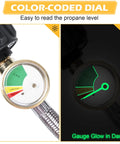 15 Inch RV Propane Hose With Gauge Stainless Steel Braided Camper Tank Line Pigtail With Color-Coded Dial Glow Feature