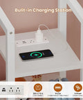 Built-in charging station on Triple Bunk Bed Space-Saving With House Shape For Kids, showing USB and power outlets.