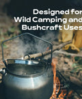 Open Fire Camping Kettle 1.2L Lightweight Stainless Steel Tea Pot for Bushcraft and Outdoor Campfires on a campfire