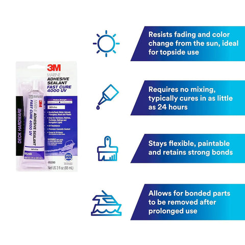 Marine Adhesive Sealant 4000 UV Medium Strength Flexible Waterproof Sealant For Boats And RVs UV Resistant Paintable Packaging