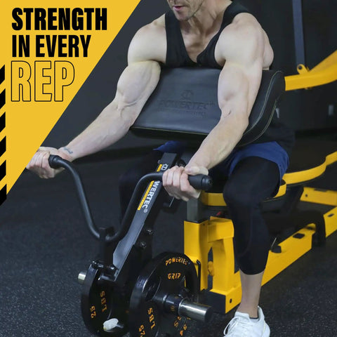Curl Machine Attachment For Your Workbench With 200 Lb Capacity Plate Loaded Bicep Builder Station in use