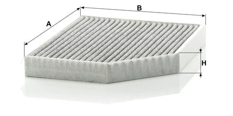 Activated Carbon Cabin Air Filter For Cars And Trucks OEM Replacement For Audi Q5 A4, Porsche Macan And More, showing dimensions
