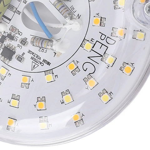 Close-up view of ANGGREK 4 Inch Ceiling Fan LED Light LED circuit board with multiple light diodes and wiring.