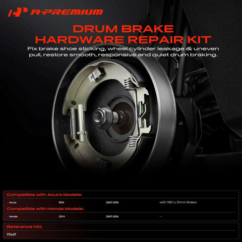 Heavy Duty Rear Side Drum Brake Hardware Kit For Honda Cr-V 2007-2016 Fits Acura Rdx 2013-2018 Premium Replacement Parts To Keep Your Ride Rockin' Smooth Without Any Squeaky Noise Or Leaky Mess., rear drum brake hardware kit, steel springs