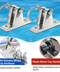 Two Pack Bimini Top Deck Hinges Built From 304 Stainless Steel Marine Hardware With Pin Ring And Screws For Pontoon Boats