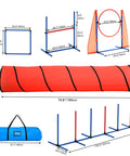 Dog Agility Training Kit For Backyard And Indoor Use With Teaser Pole, Two Hurdles, Six Weaving Poles, Foldable Tunnel, Pause Box