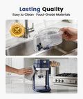 Oplace Home Shaved Ice Machine Electric Snow Cone Maker With Auto Press Button and Blade Adjustment for Slushies Bingsu shown in kitchen with easy clean features.