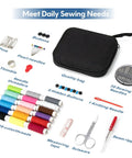87 Piece Sewing Kit With Embroidery Supplies For Adults Beginners Complete Portable Repair Set With Needles Scissors Thread And Tools displayed