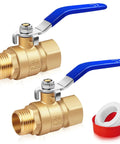 Full Port Three Quarter Inch Beefy Brass Ball Valve 2 Pack, Heavy Duty Forged Shut Off Valves with blue handles, NPT Male To Female