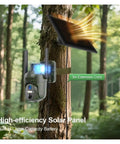 Wireless Solar Security Camera with high-efficiency solar panel, 4G LTE for remote oversight in the forest.