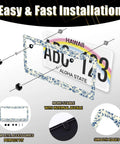Cool Floral Vintage License Plate Frame Stainless Steel With Holes And Screws Fits Standard US Canada Vehicles 12.3 By 6.3 Inch