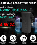 UL Certified Beefed Up Fast Charging 3Pin 48V 2A EBike Battery Charger For Ridstar Q20 Q20 Pro H20 Pro H26 Pro Waterproof Power Adapter