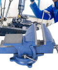 Fabater 8-Inch Cast Iron Table Vise With Heavy Duty Anvil Base, 200mm Jaw Width for precise workholding in workshop.